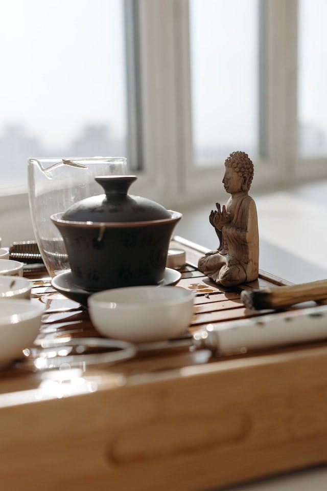 Tea Ceremony Essentials on a Wooden Surface